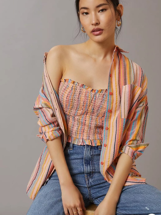 Anthropologie Tops - Anthropologie x Pilcro Rainbow Smocked Tube Top S